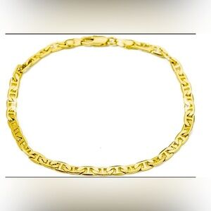 14k Gold-pl. Italian Flat Mariner Link Anklet bracelet
